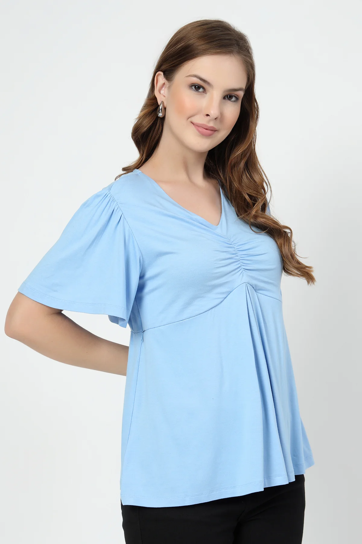 Feeding top with in-built bra - Ice Blue - Image 6