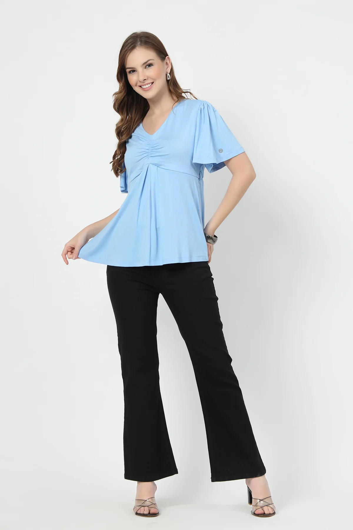 Feeding top with in-built bra - Ice Blue - Image 7