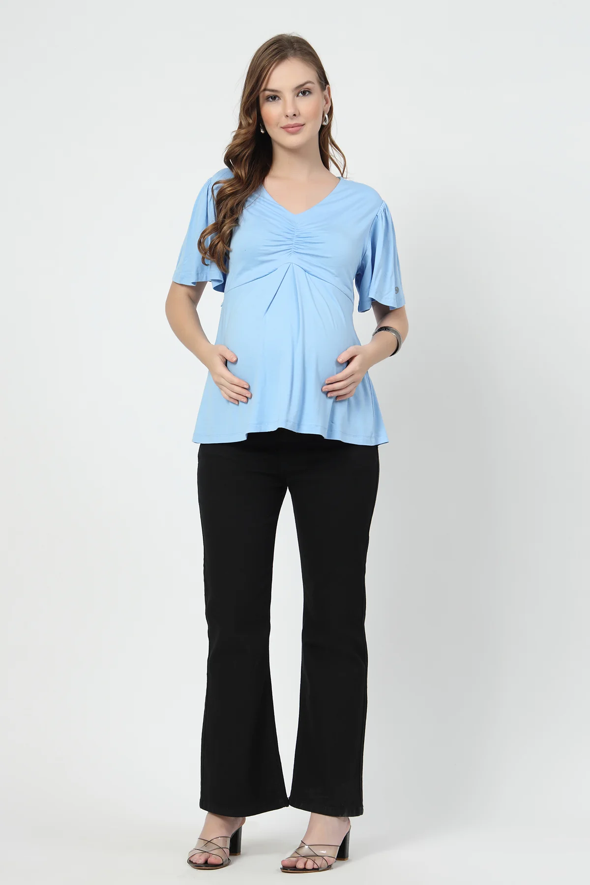 Feeding top with in-built bra - Ice Blue - Image 9