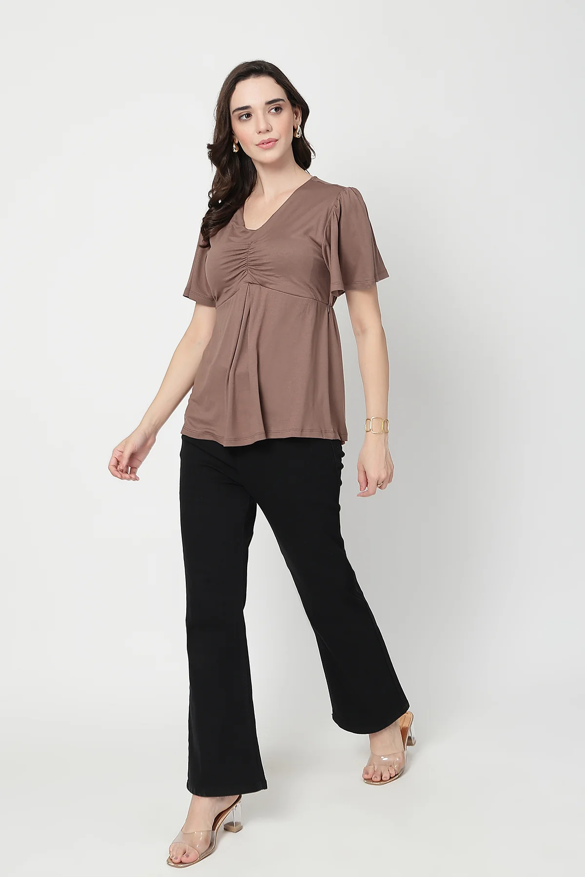 Feeding top with in-built bra - Mocha - Image 10