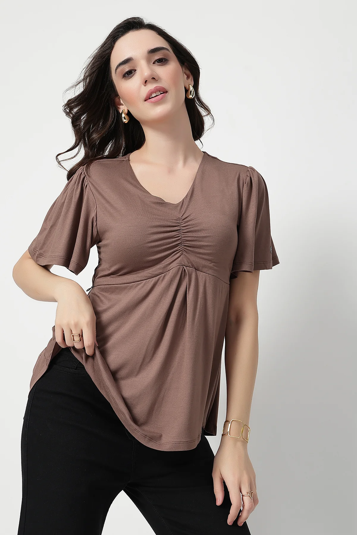 Feeding top with in-built bra - Mocha - Image 14