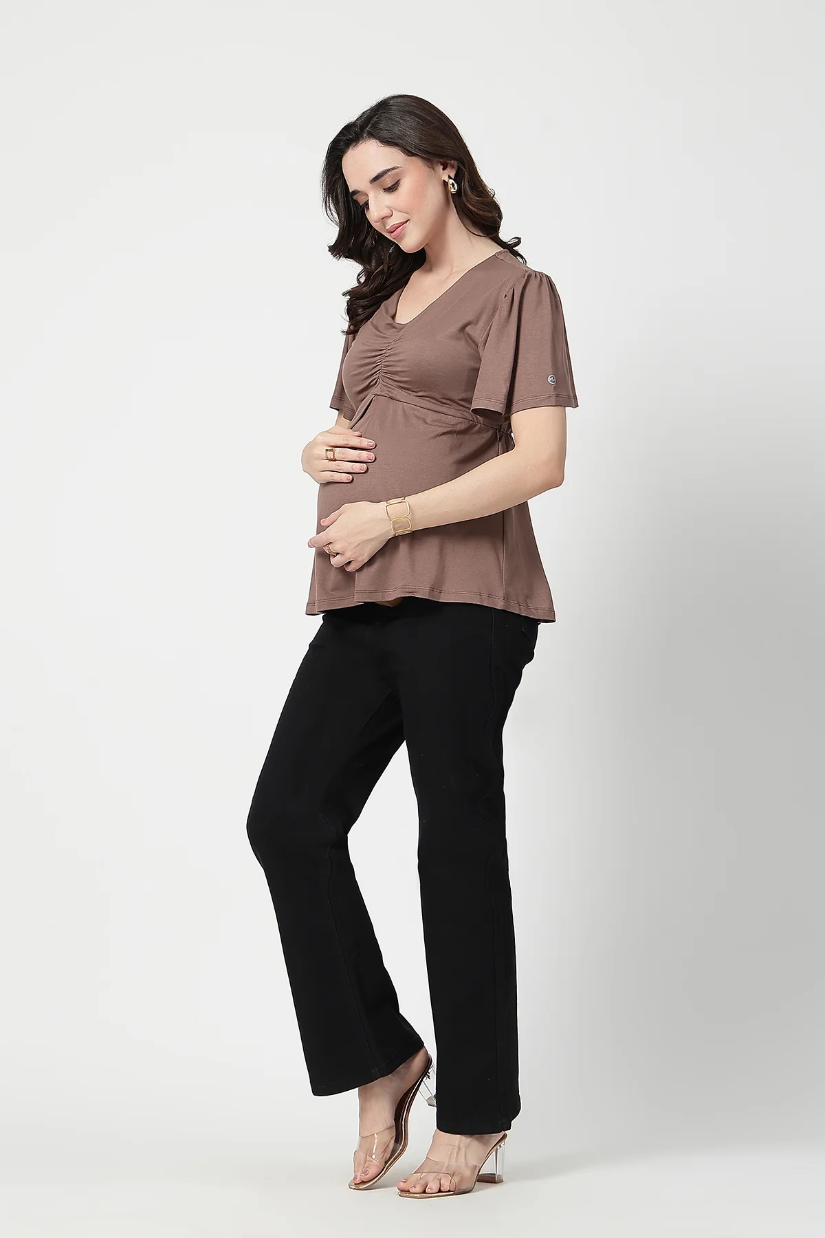 Feeding top with in-built bra - Mocha - Image 4