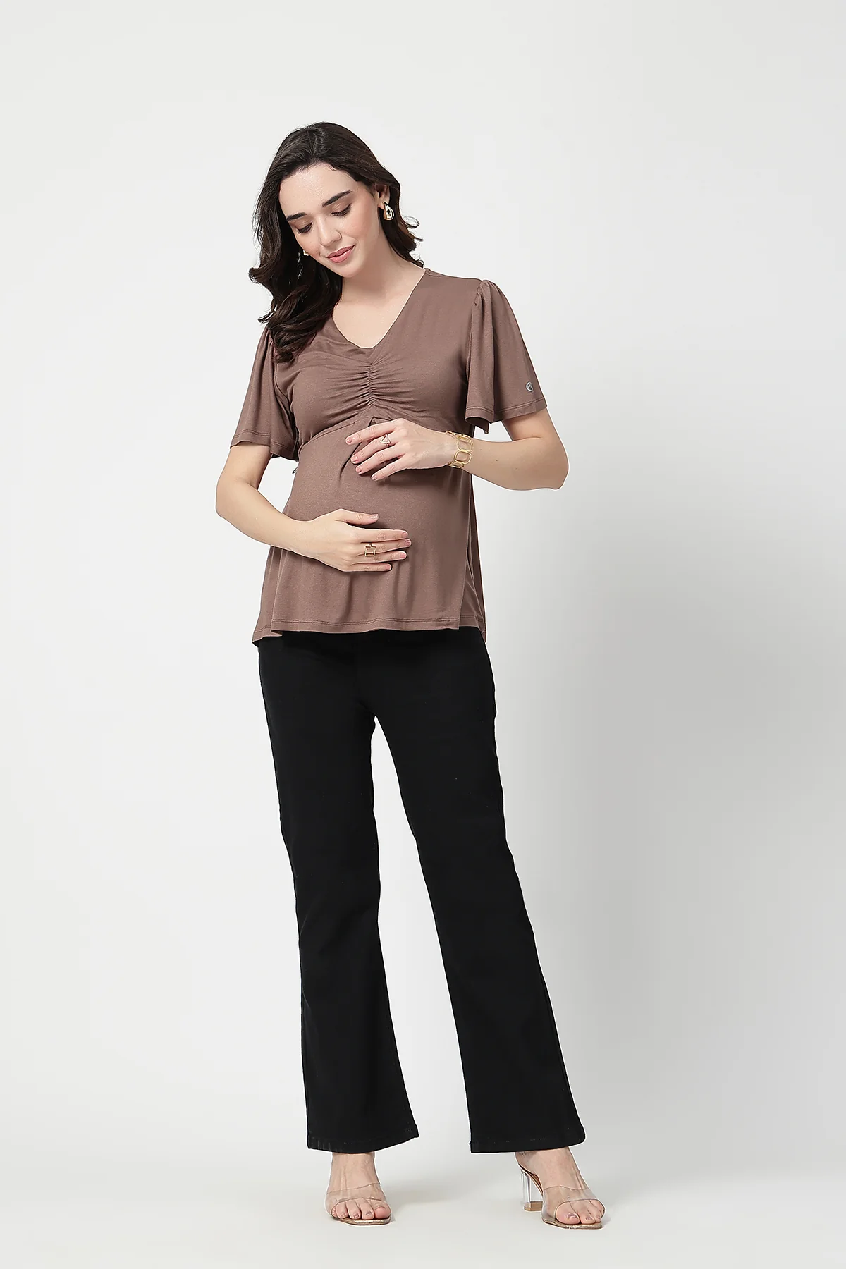 Feeding top with in-built bra - Mocha - Image 7