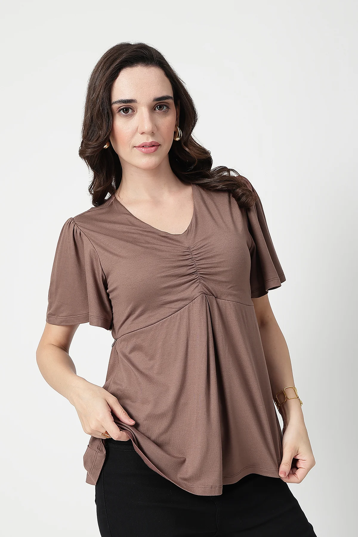 Feeding top with in-built bra - Mocha - Image 8