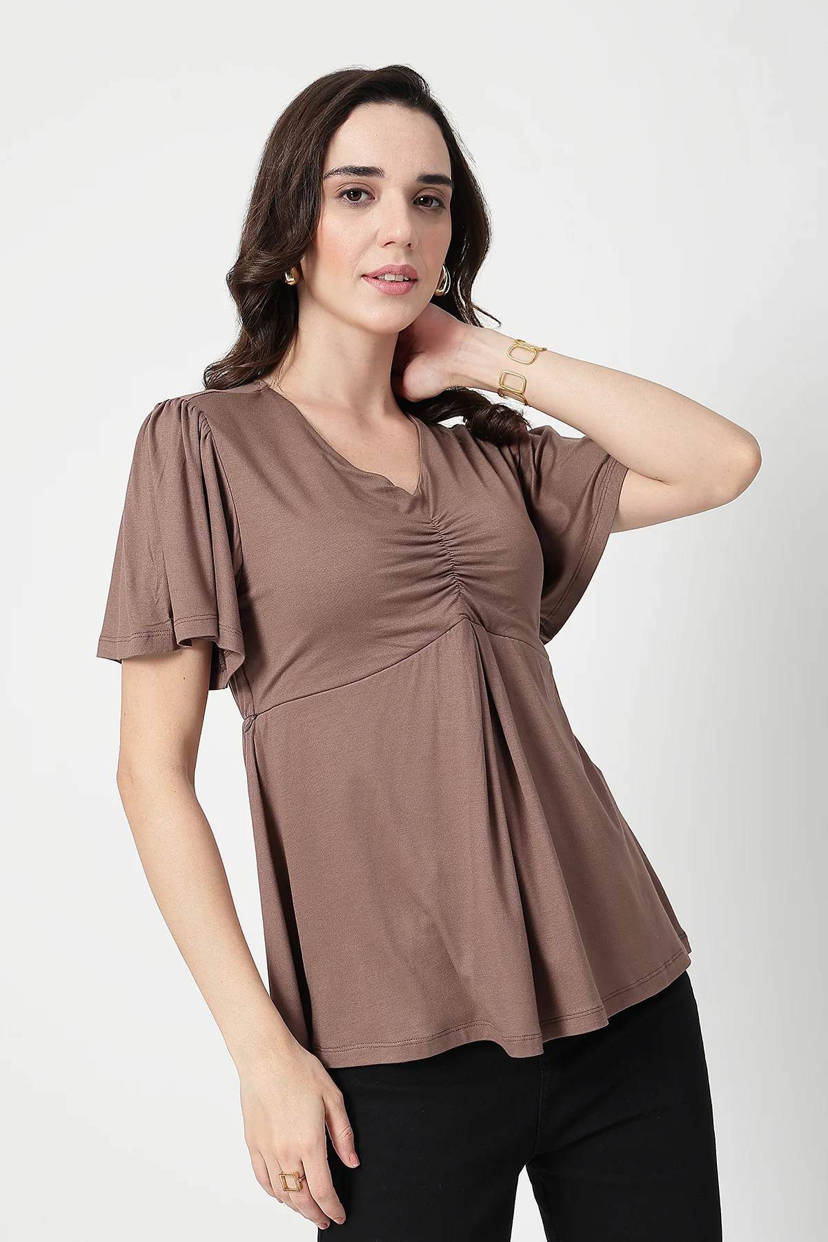 Feeding top with in-built bra - Mocha - Image 9