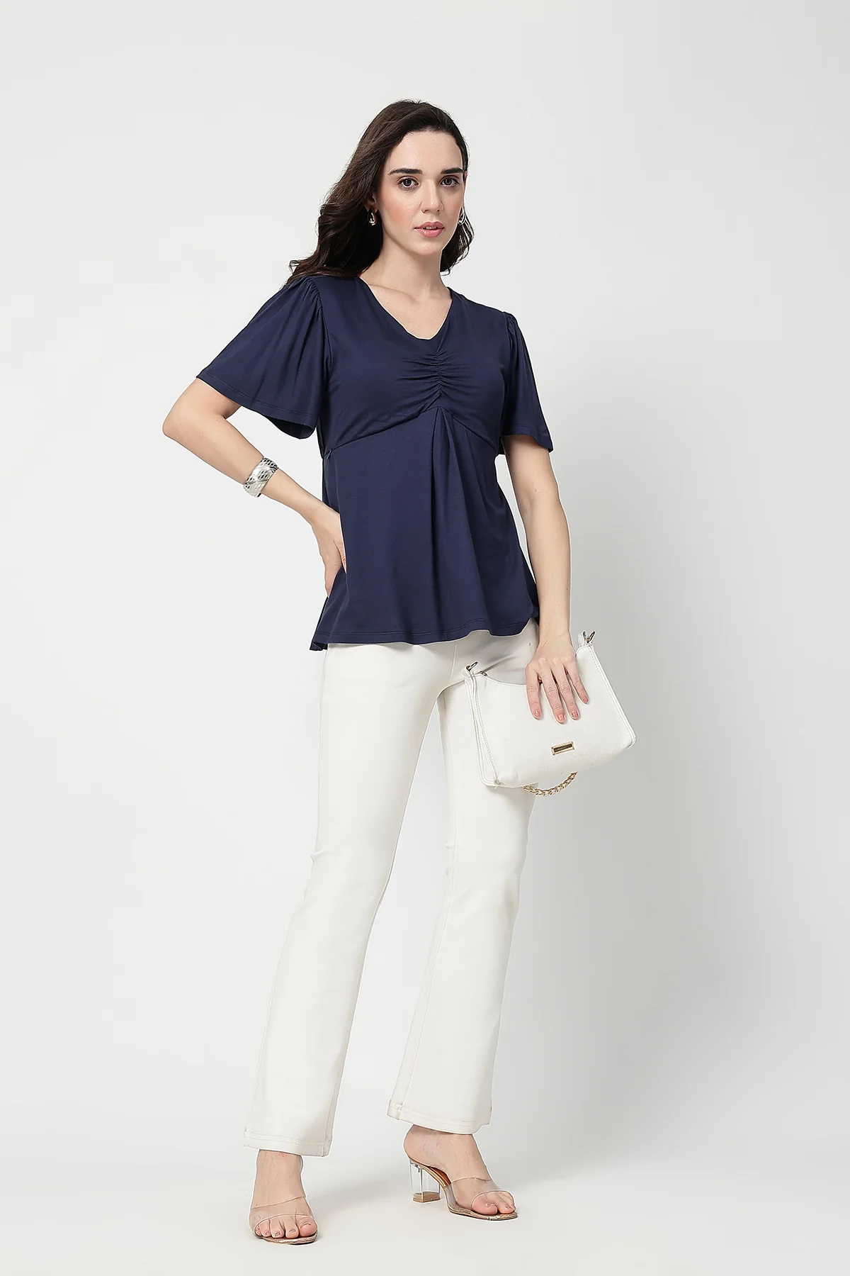 Feeding top with in-built bra - Navy - Image 10