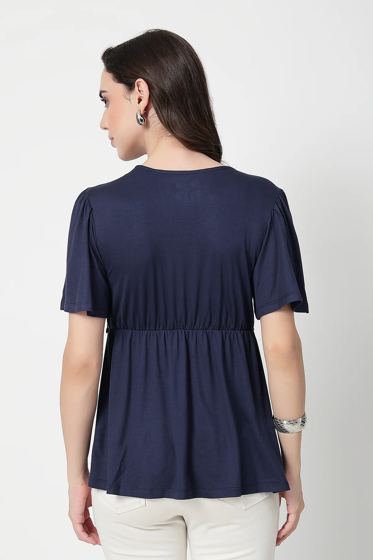Feeding top with in-built bra - Navy - Image 3