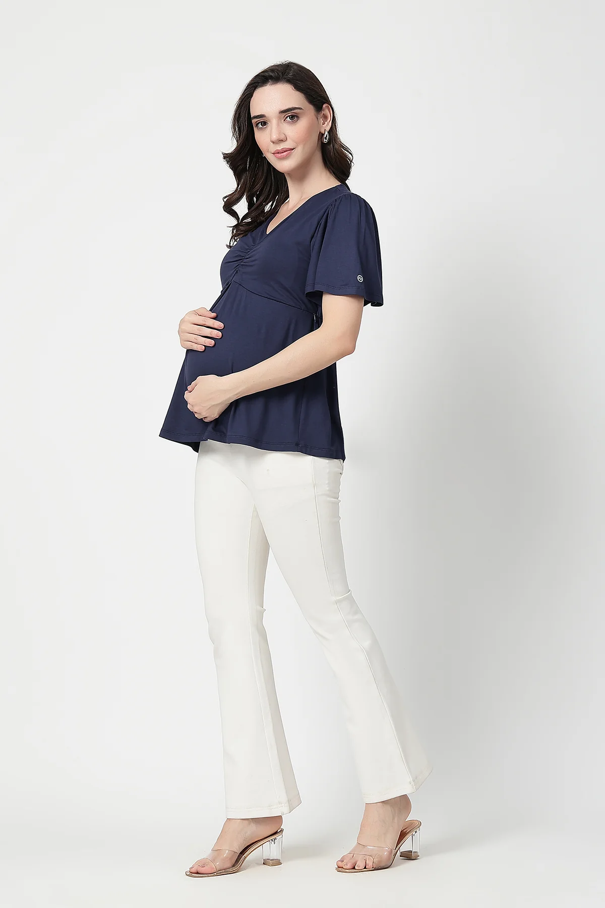 Feeding top with in-built bra - Navy - Image 4