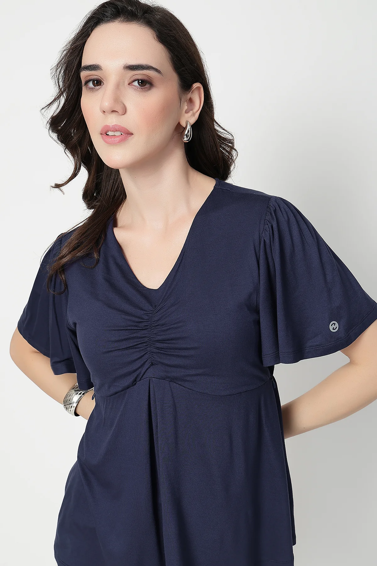 Feeding top with in-built bra - Navy - Image 5