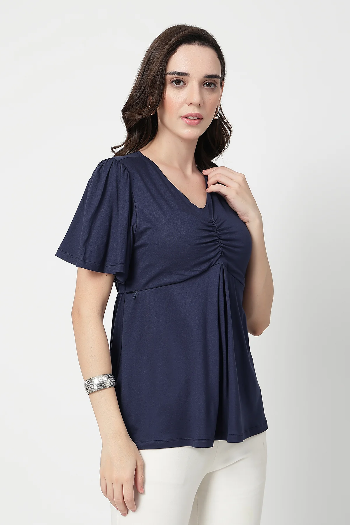 Feeding top with in-built bra - Navy - Image 8