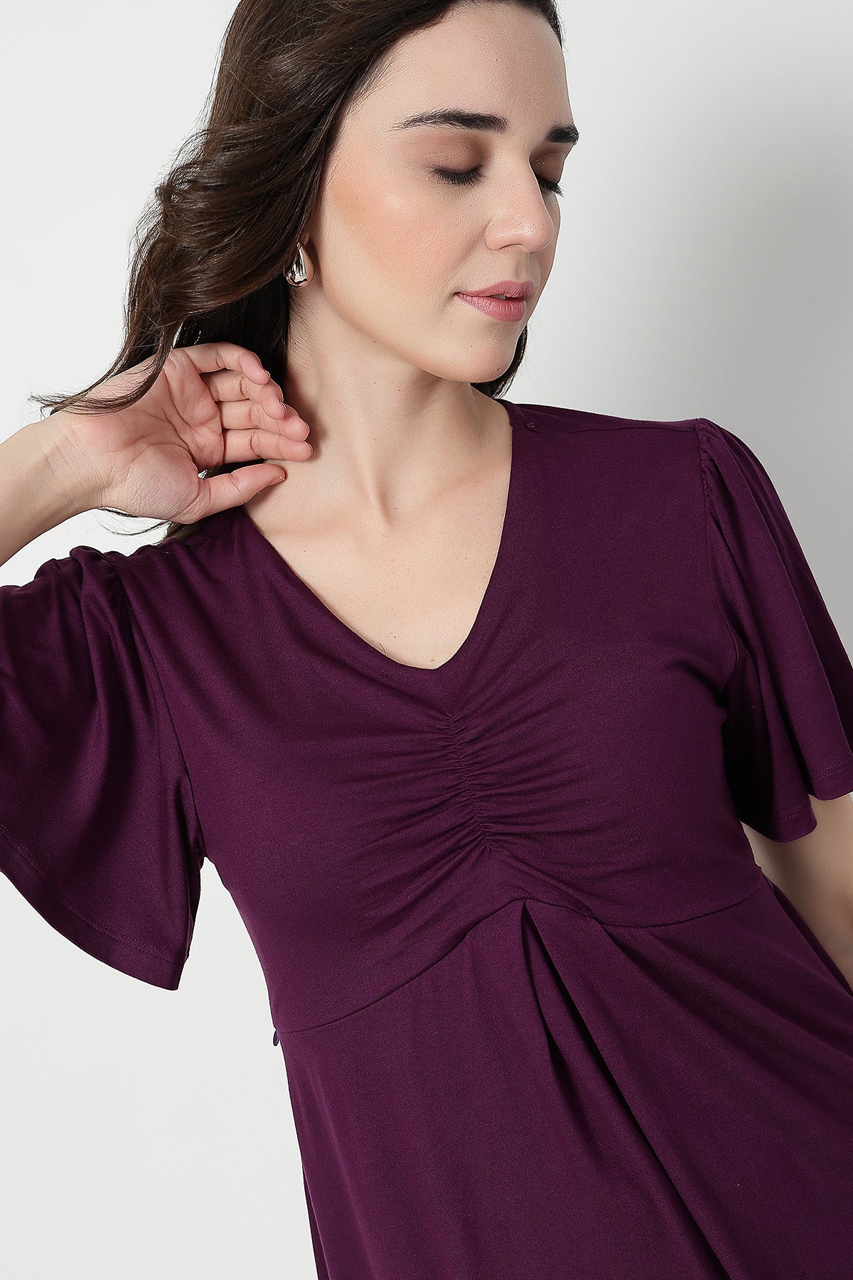 Feeding top with in-built bra - Plum - Image 14