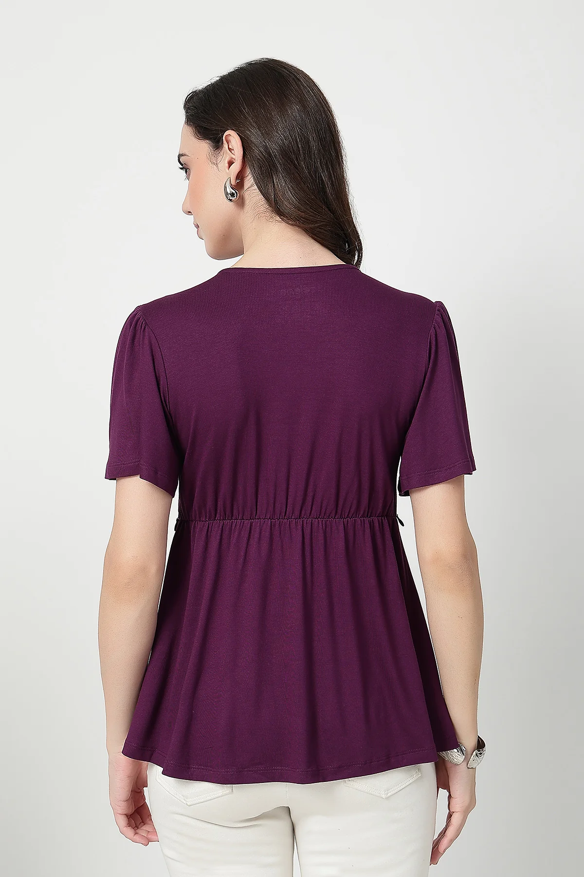 Feeding top with in-built bra - Plum - Image 3
