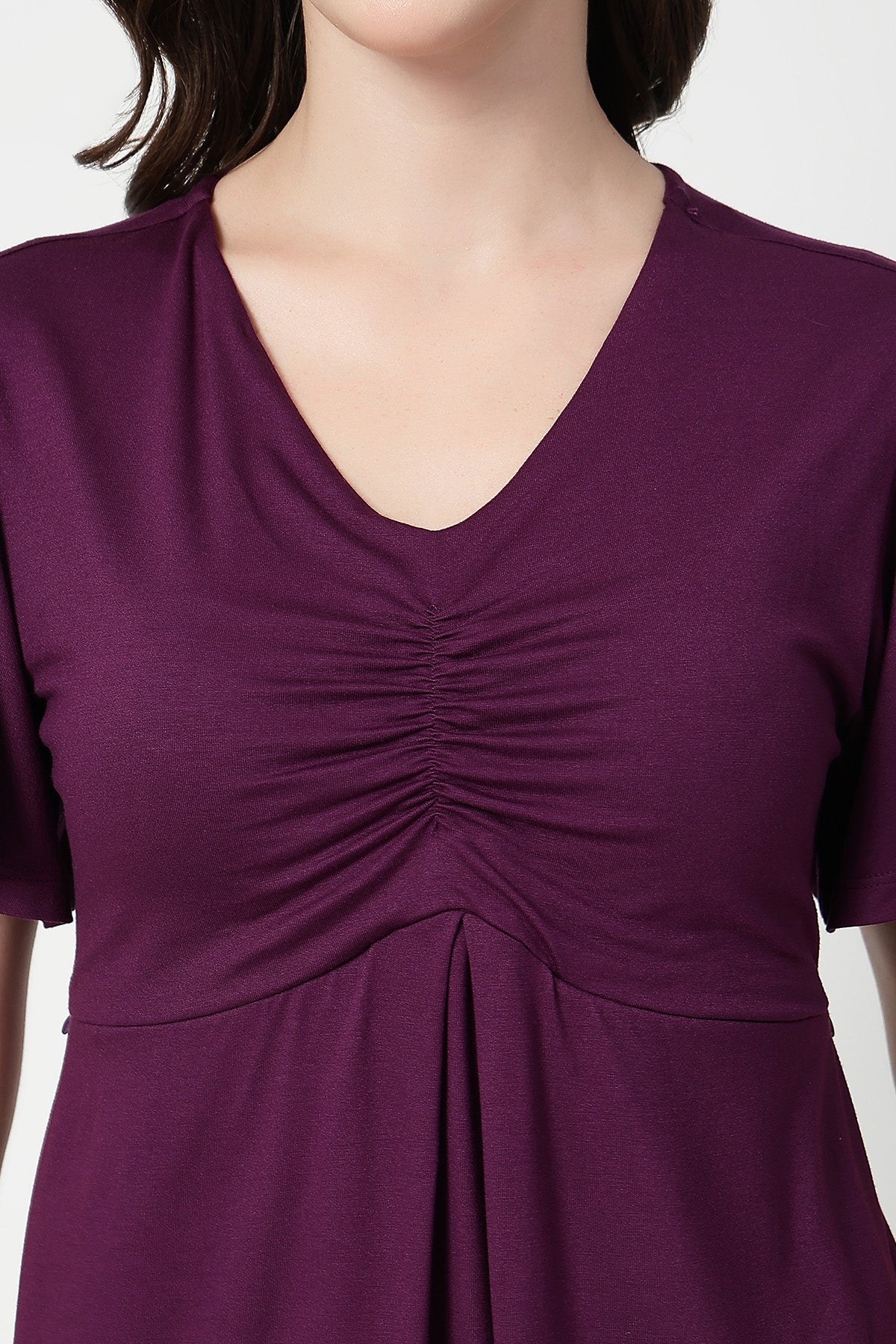 Feeding top with in-built bra - Plum - Image 5