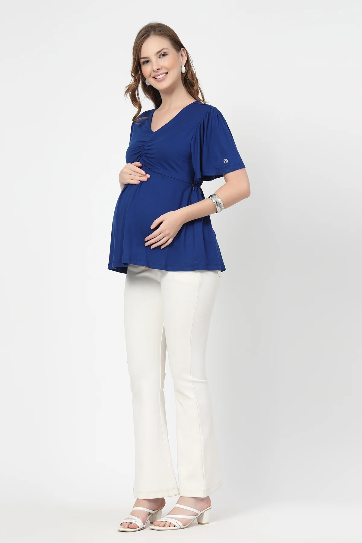Feeding top with in-built bra - Royal Blue - Image 4