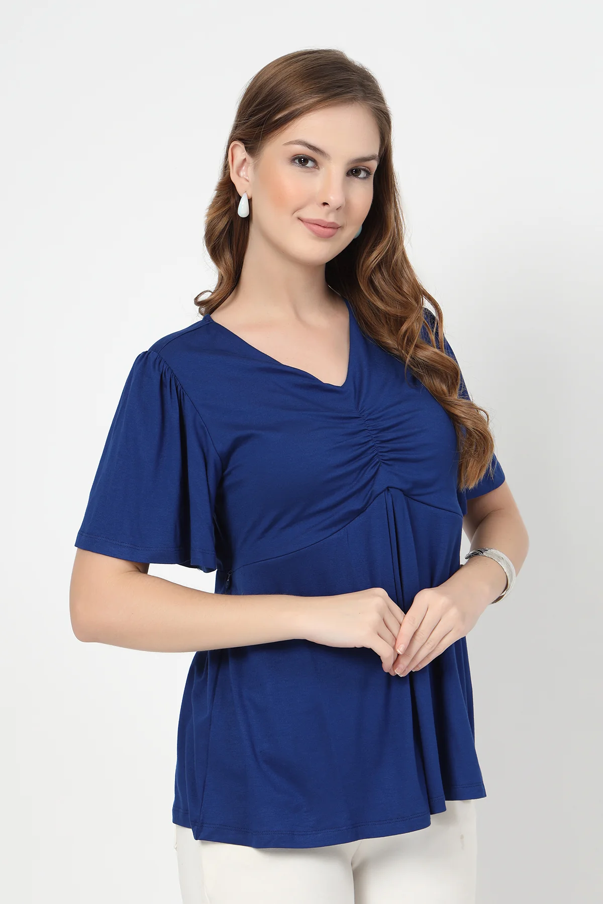 Feeding top with in-built bra - Royal Blue - Image 6