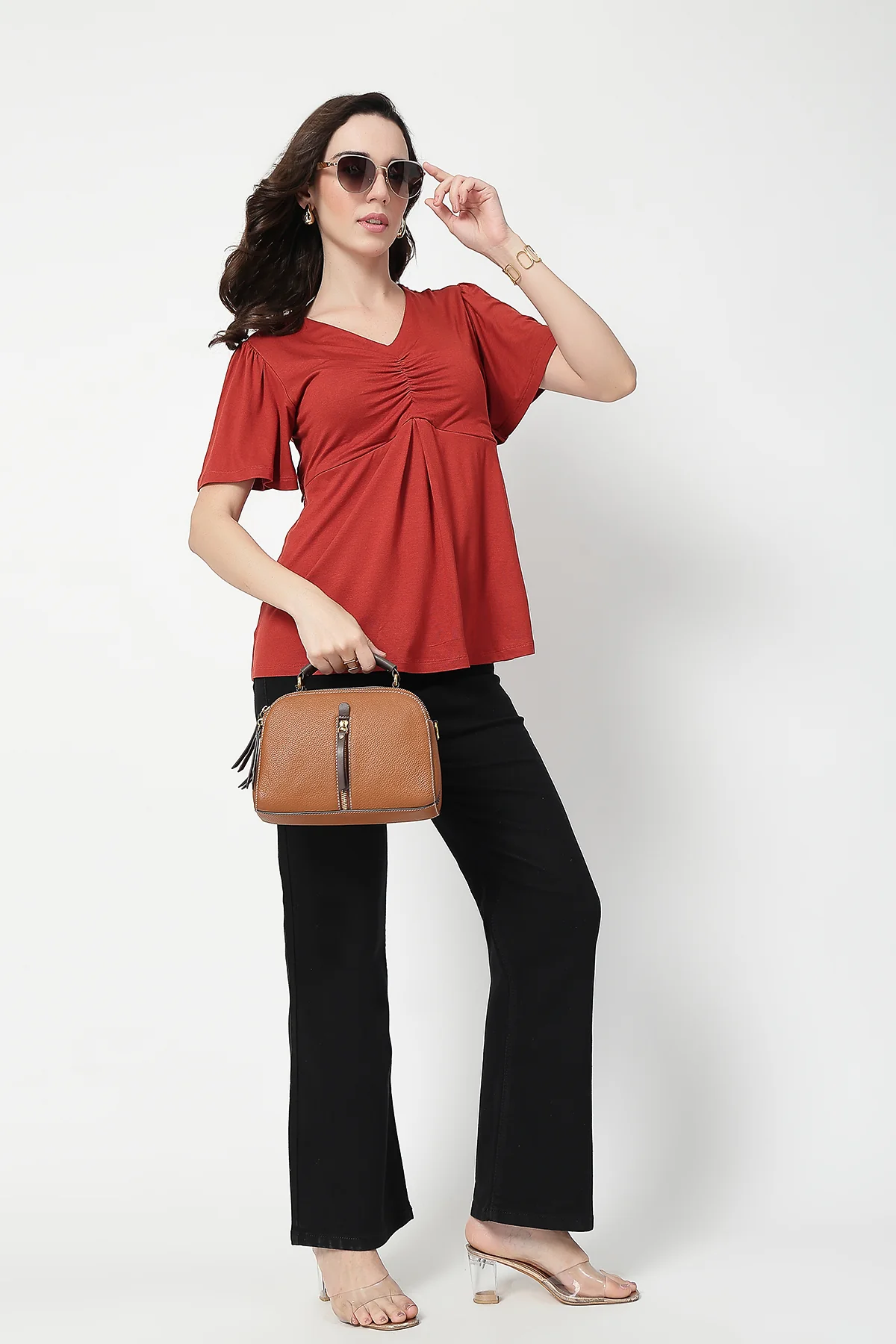 Feeding top with in-built bra - Rust - Image 11