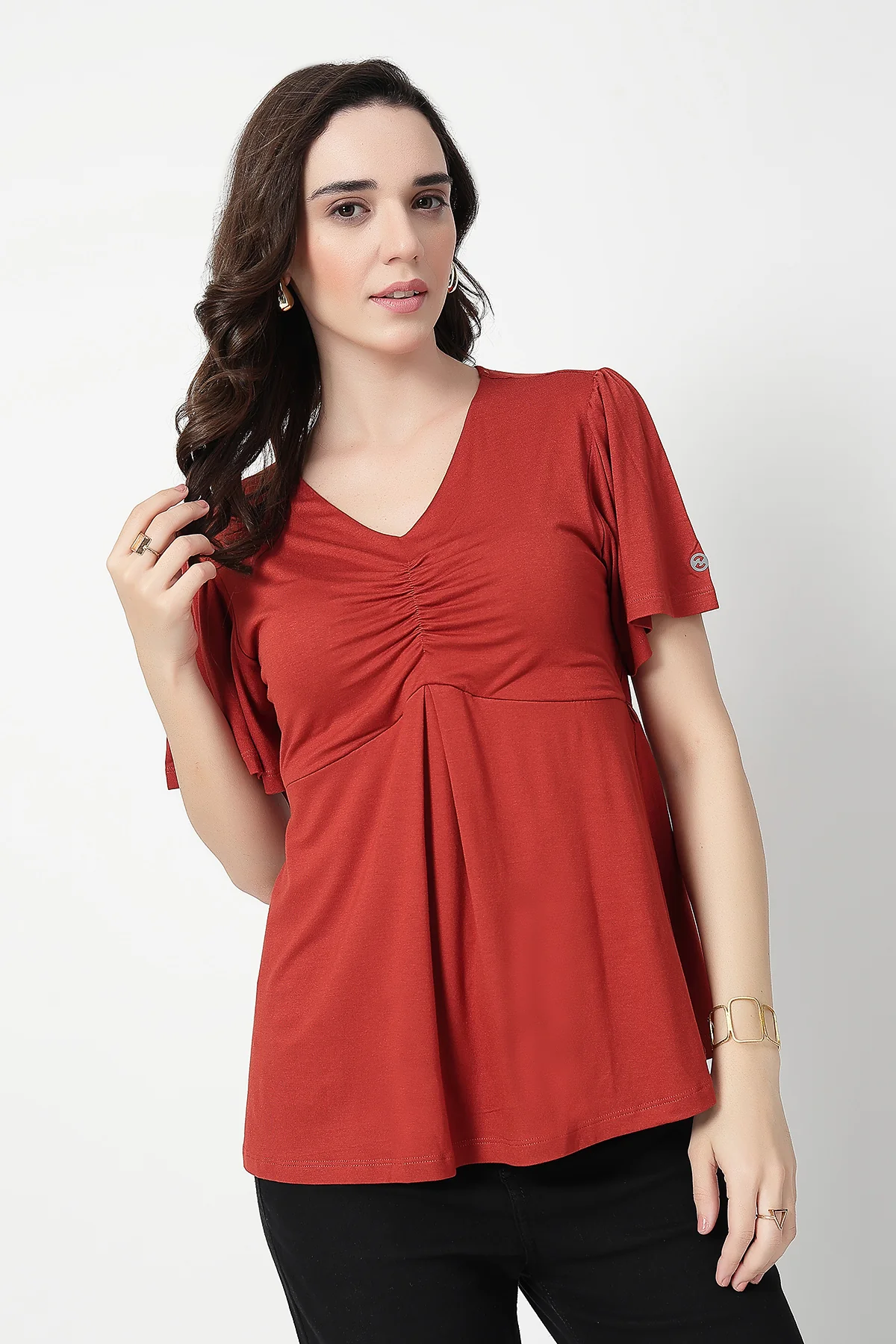 Feeding top with in-built bra - Rust - Image 12