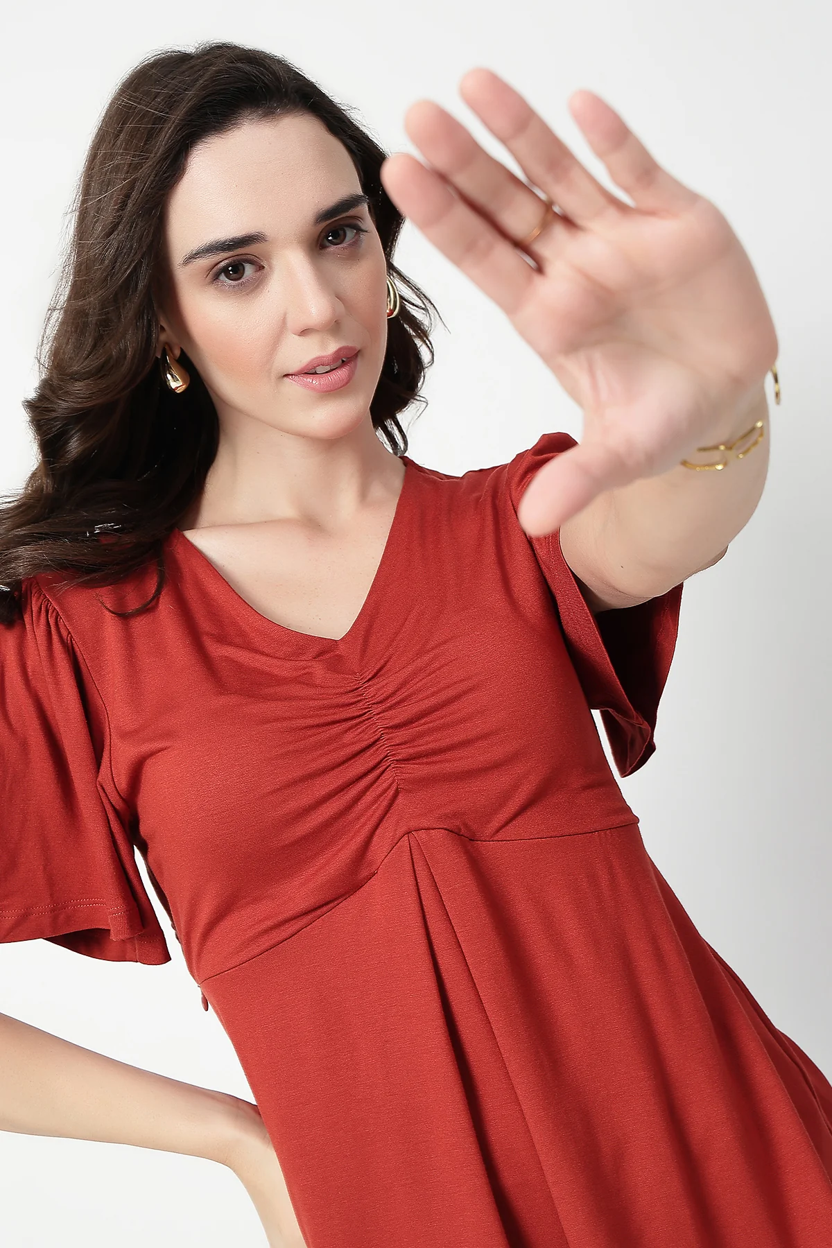 Feeding top with in-built bra - Rust - Image 13
