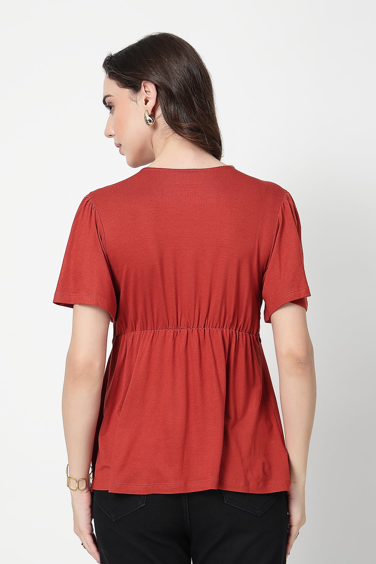 Feeding top with in-built bra - Rust - Image 3