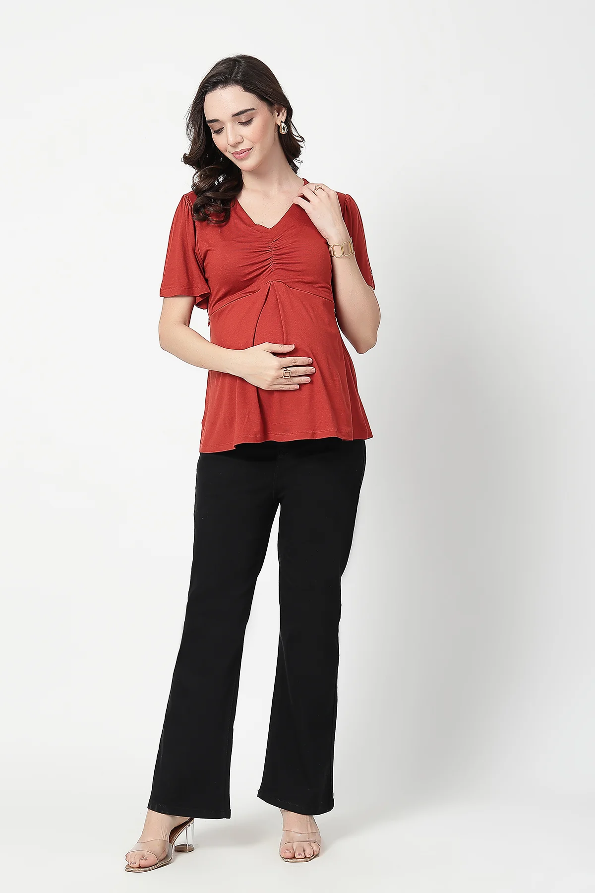 Feeding top with in-built bra - Rust - Image 4