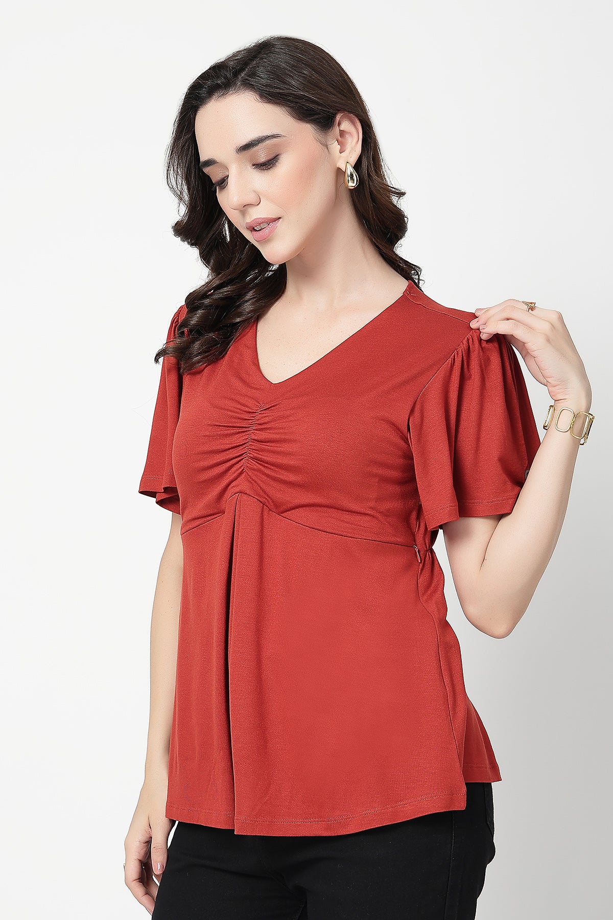 Feeding top with in-built bra - Rust - Image 5