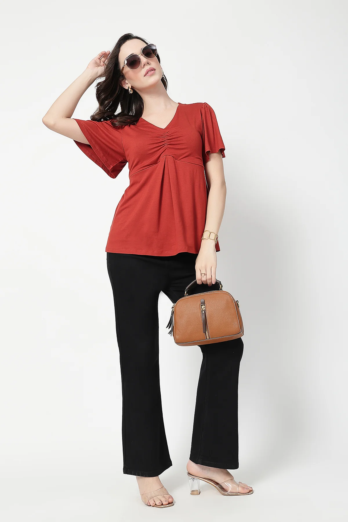 Feeding top with in-built bra - Rust - Image 8