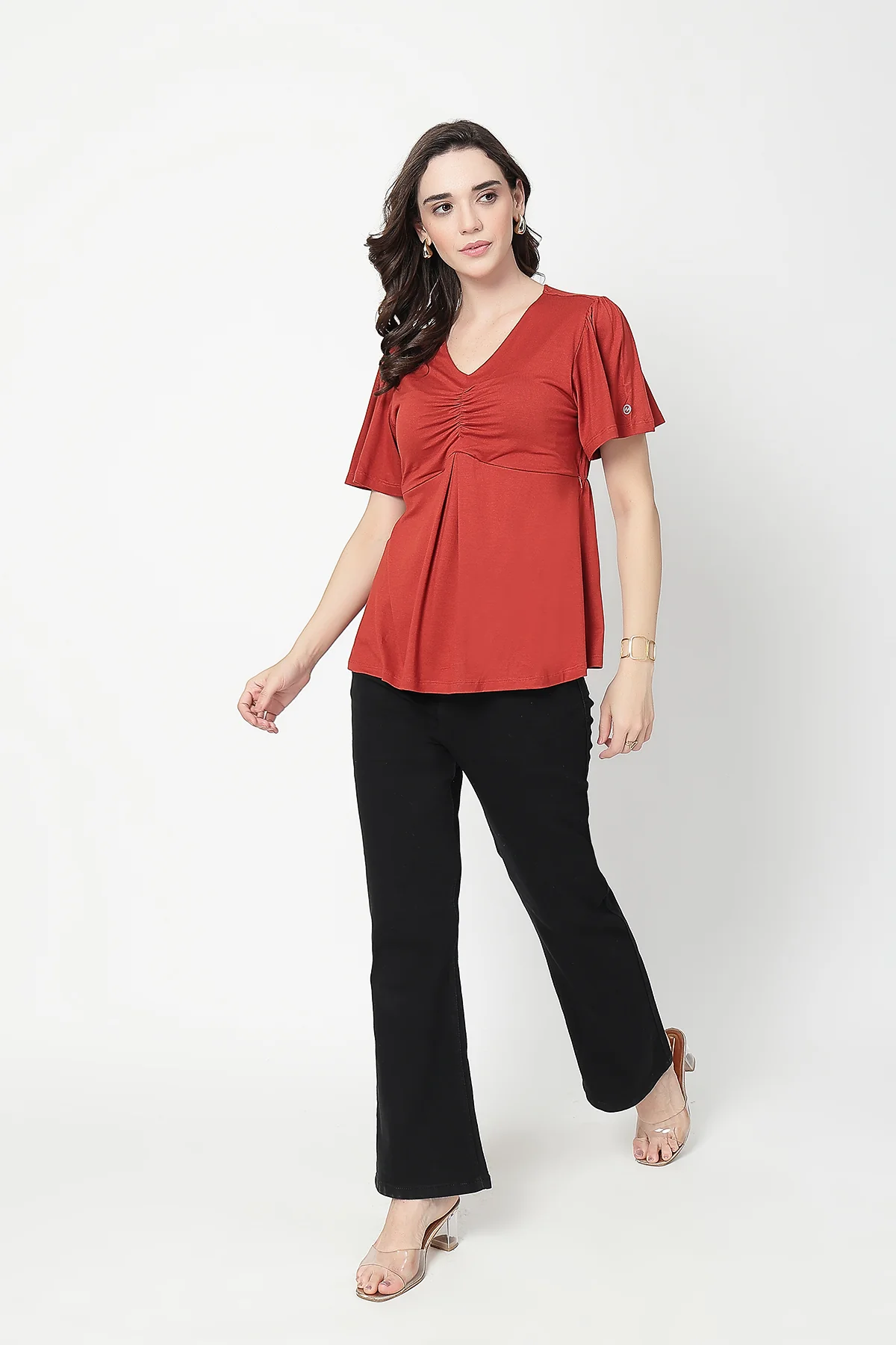 Feeding top with in-built bra - Rust - Image 9
