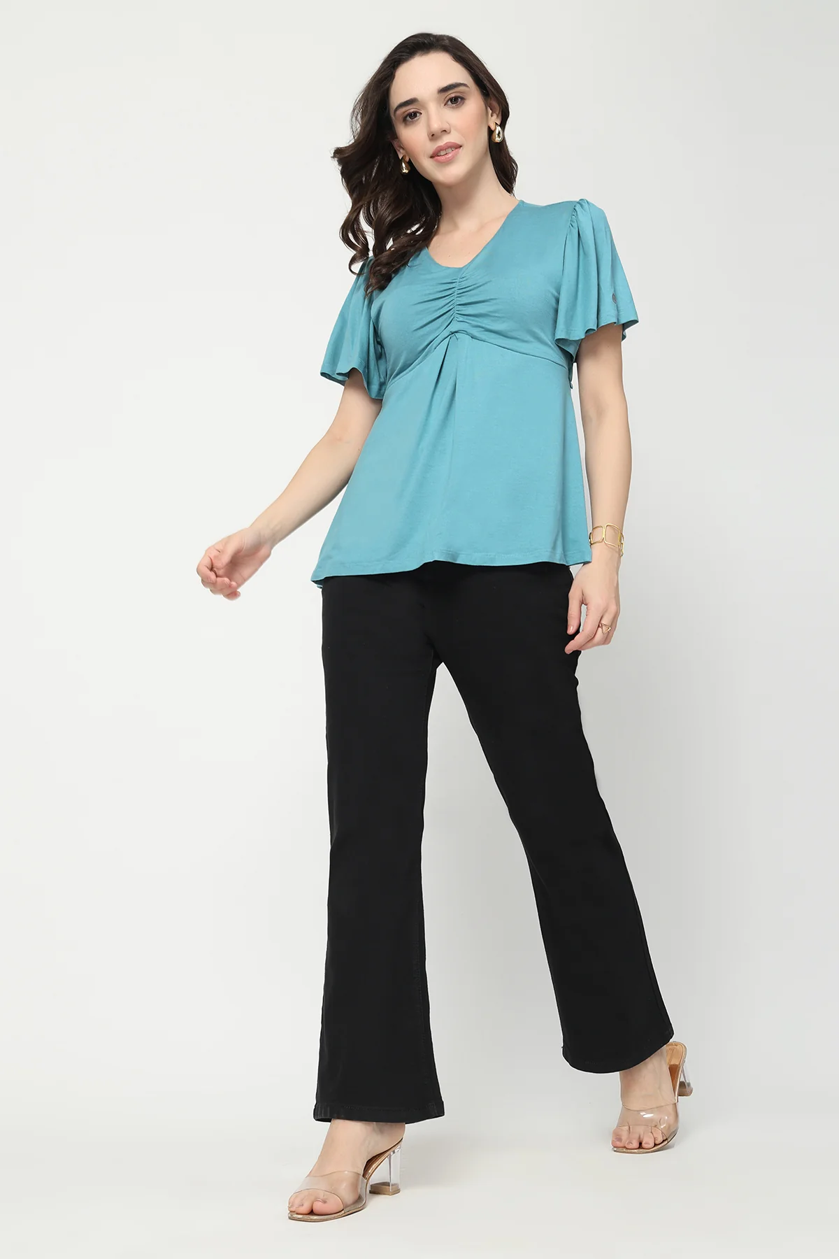 Feeding top with in-built bra - Sea Green - Image 11