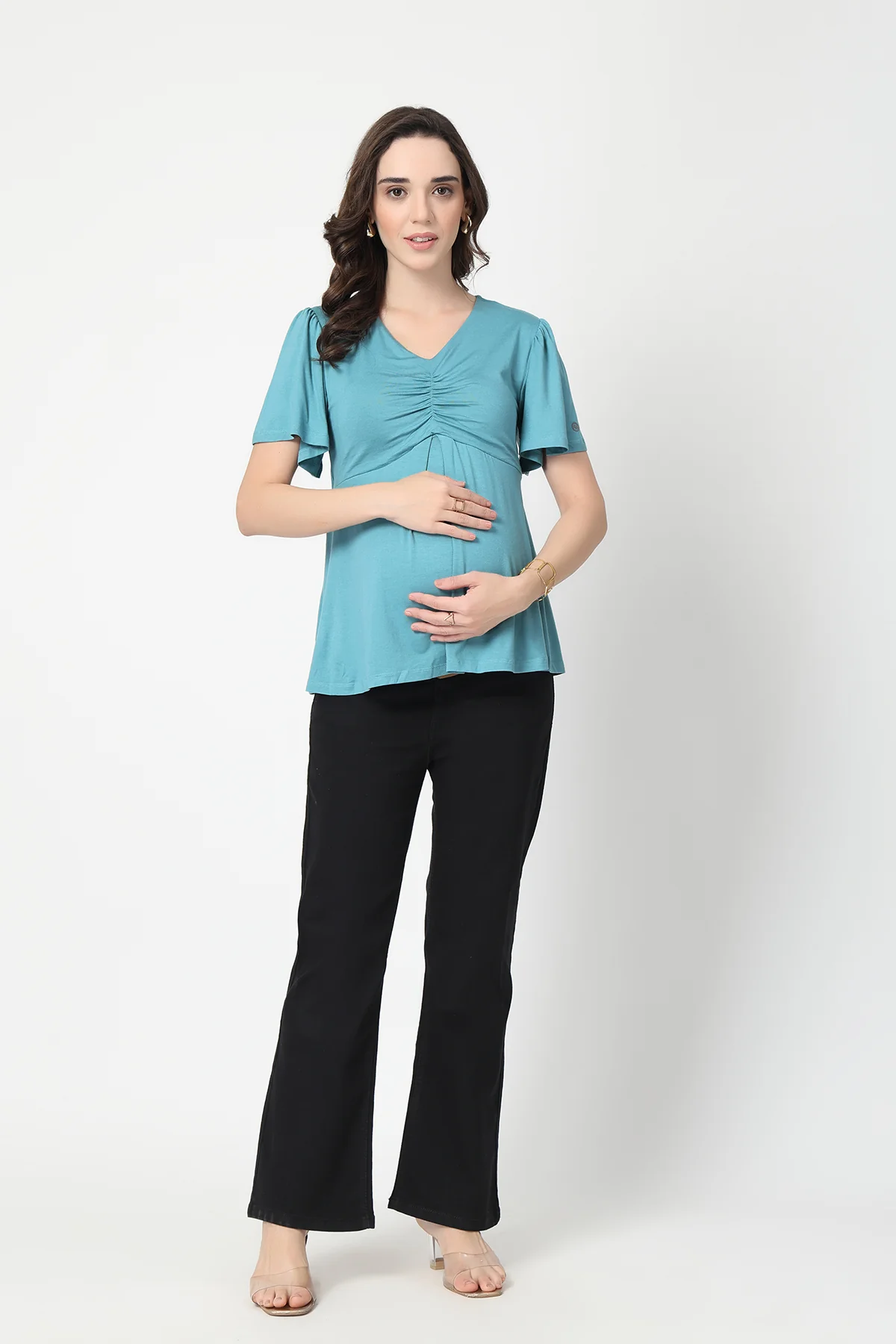 Feeding top with in-built bra - Sea Green - Image 4