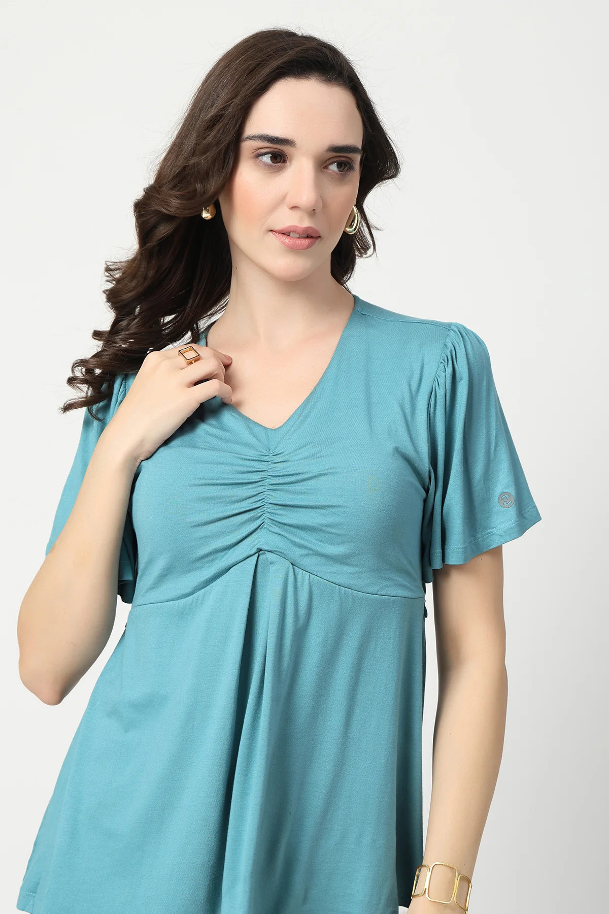 Feeding top with in-built bra - Sea Green - Image 5