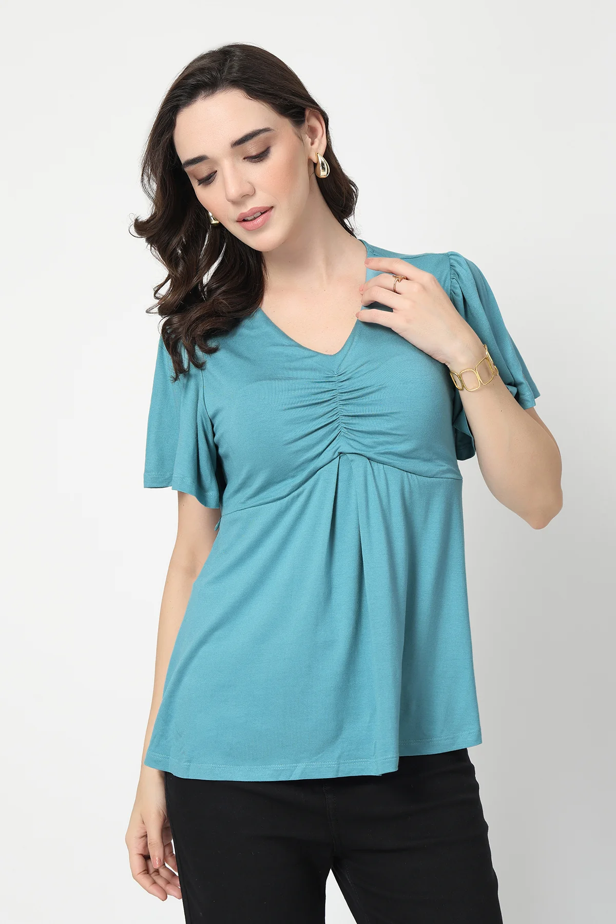 Feeding top with in-built bra - Sea Green - Image 6