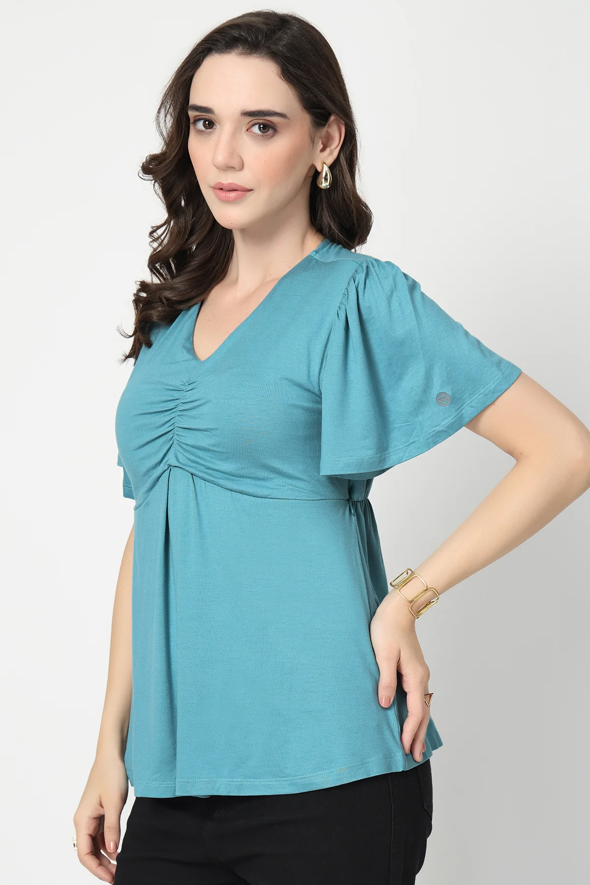 Feeding top with in-built bra - Sea Green - Image 8