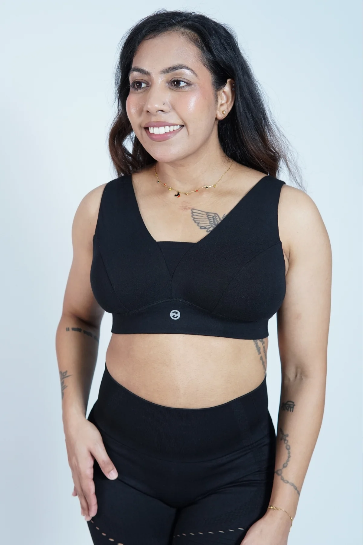 Fixed Padded Modal Maternity Feeding Bra with Support - Black - Image 5