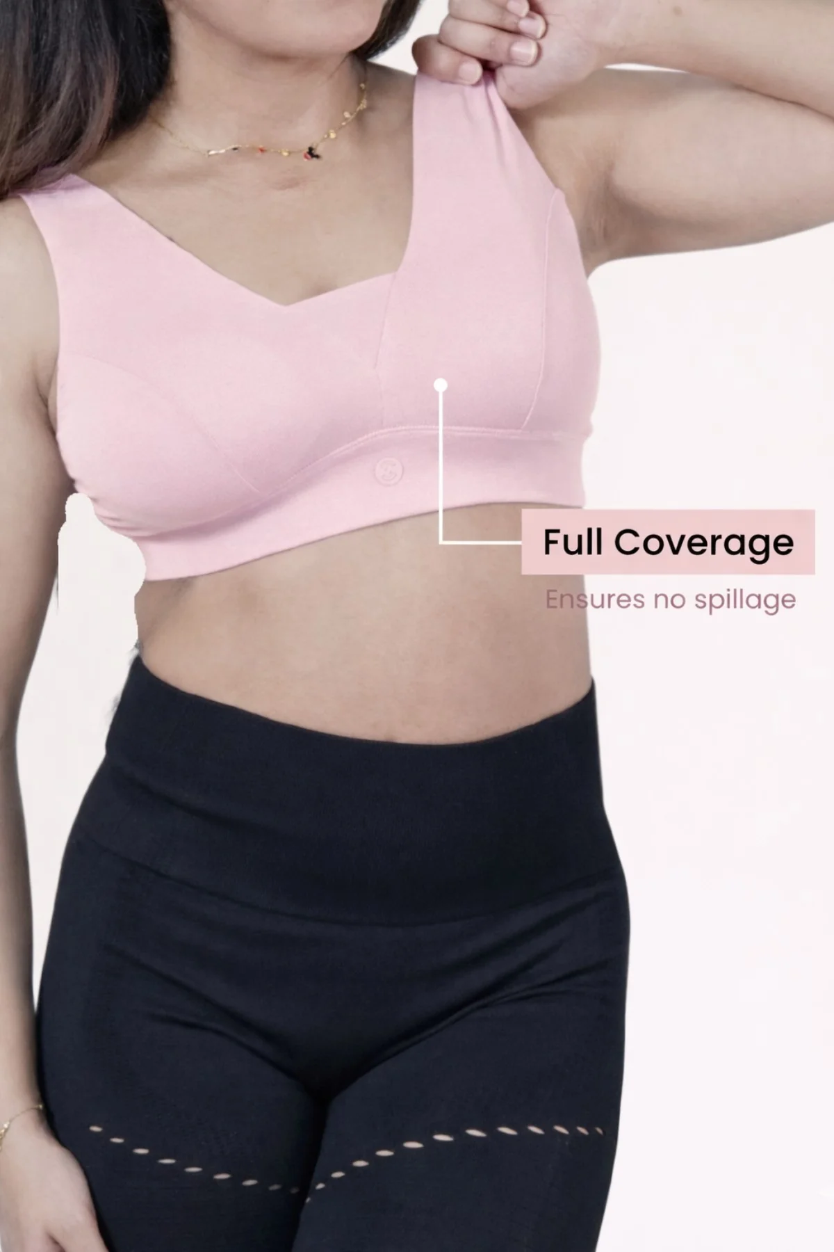 Fixed Padded Modal Maternity Feeding Bra with Support - Light Pink - Image 3