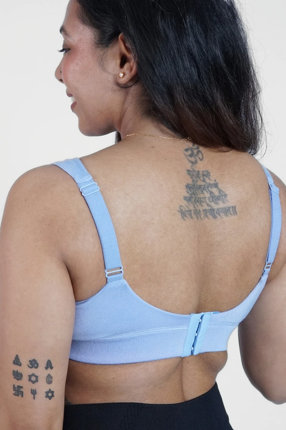 Fixed Padded Modal Maternity Feeding Bra with Support - M-Blue - Image 13