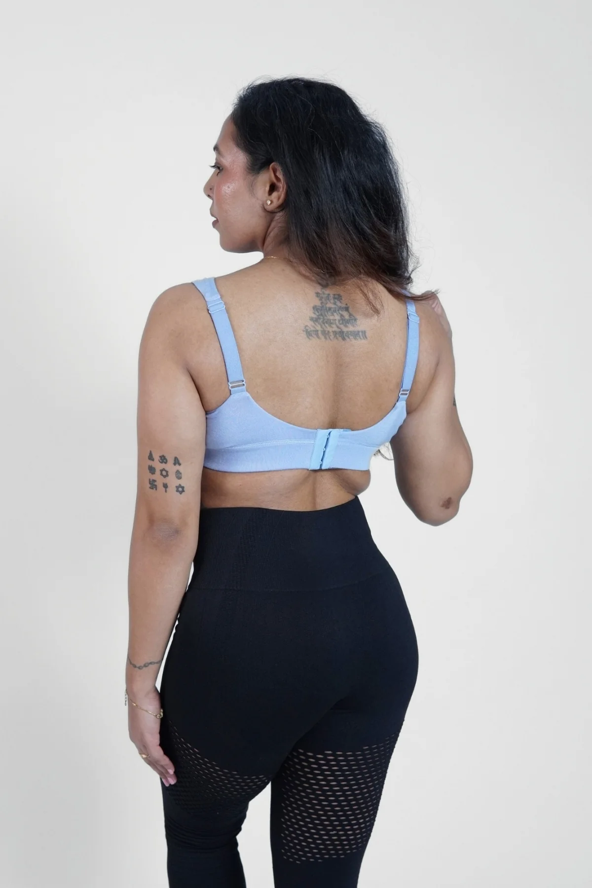 Fixed Padded Modal Maternity Feeding Bra with Support - M-Blue - Image 14