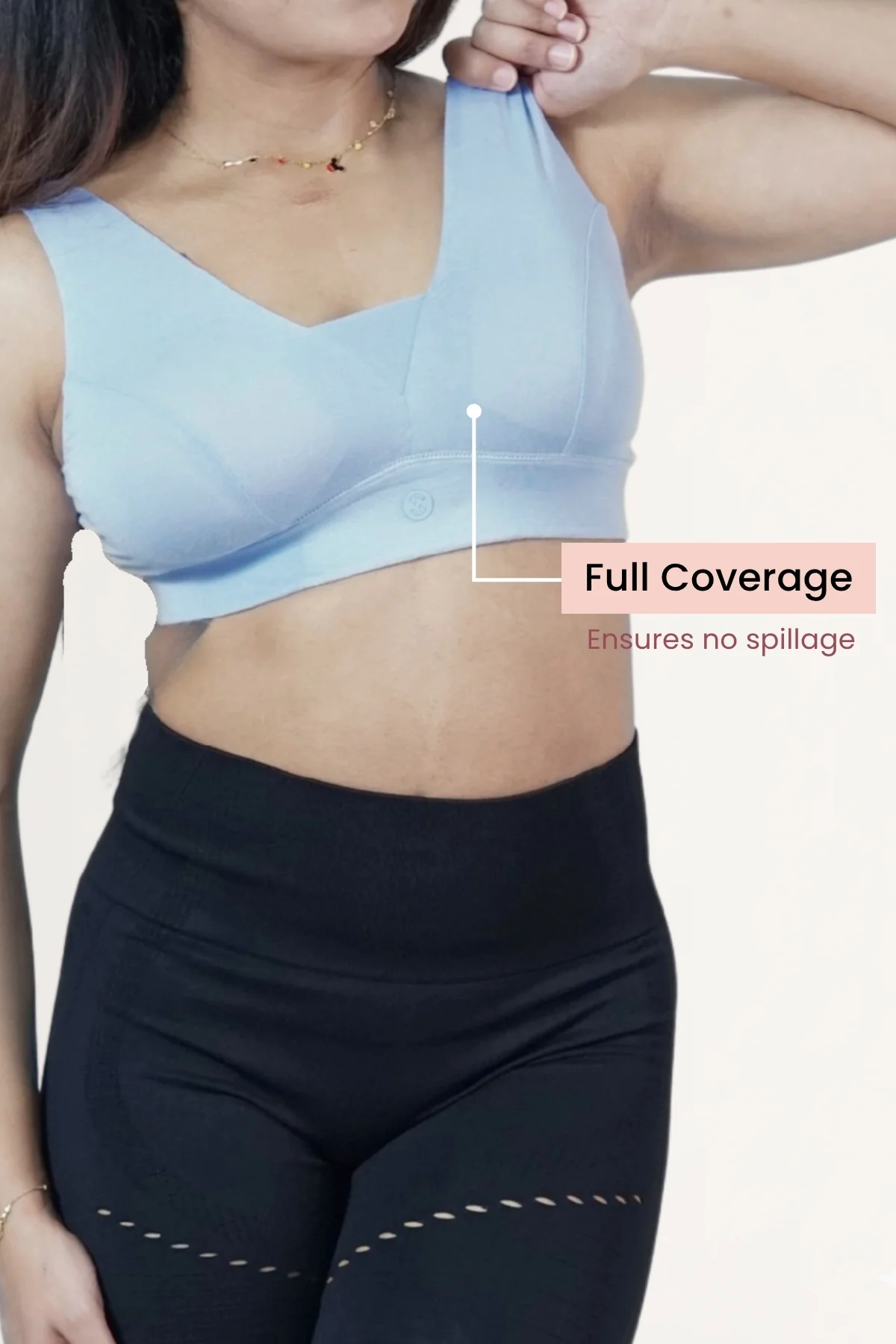Fixed Padded Modal Maternity Feeding Bra with Support - M-Blue - Image 3