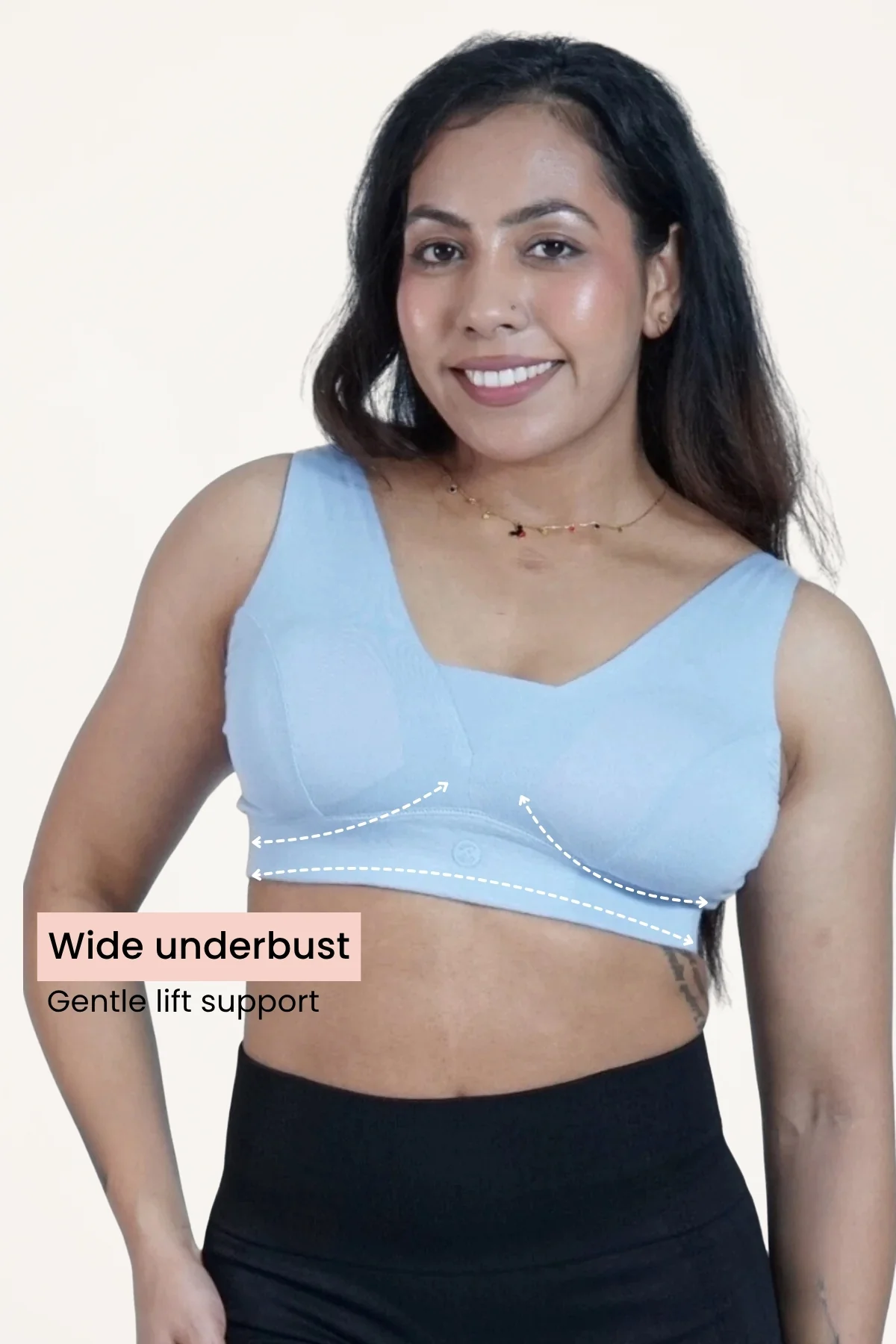 Fixed Padded Modal Maternity Feeding Bra with Support - M-Blue - Image 5