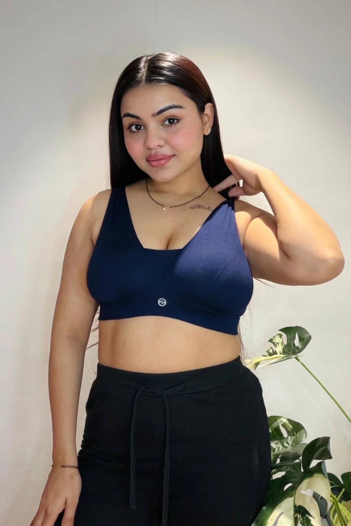 Fixed Padded Modal Maternity Feeding Bra with Support - Navy - Image 16