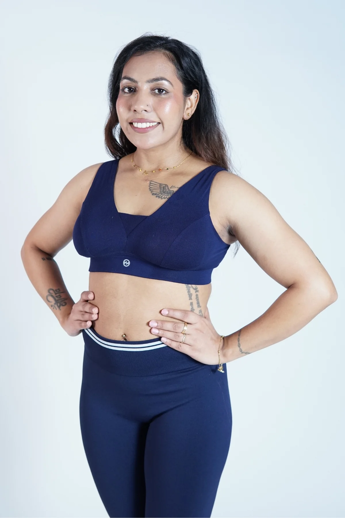 Fixed Padded Modal Maternity Feeding Bra with Support - Navy - Image 17