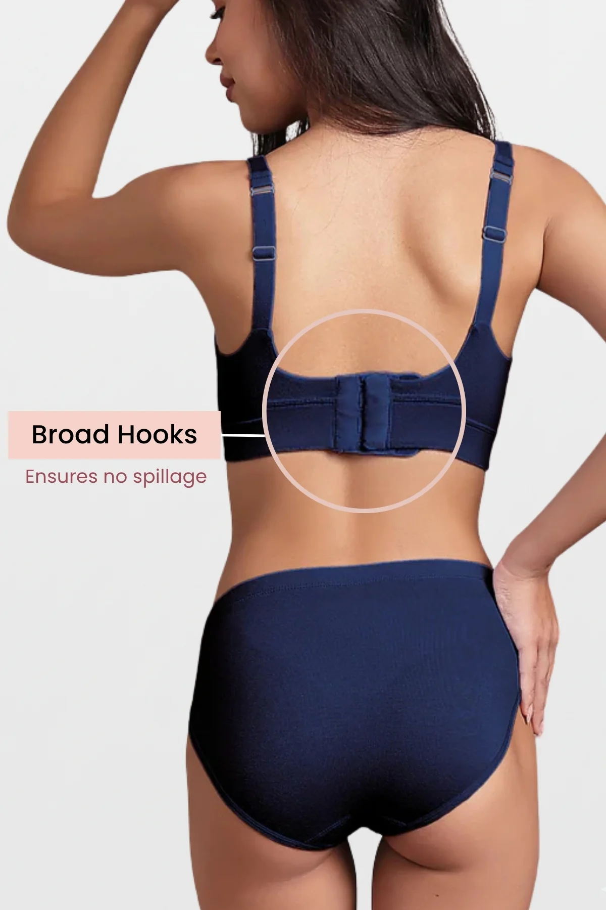 Fixed Padded Modal Maternity Feeding Bra with Support - Navy - Image 3