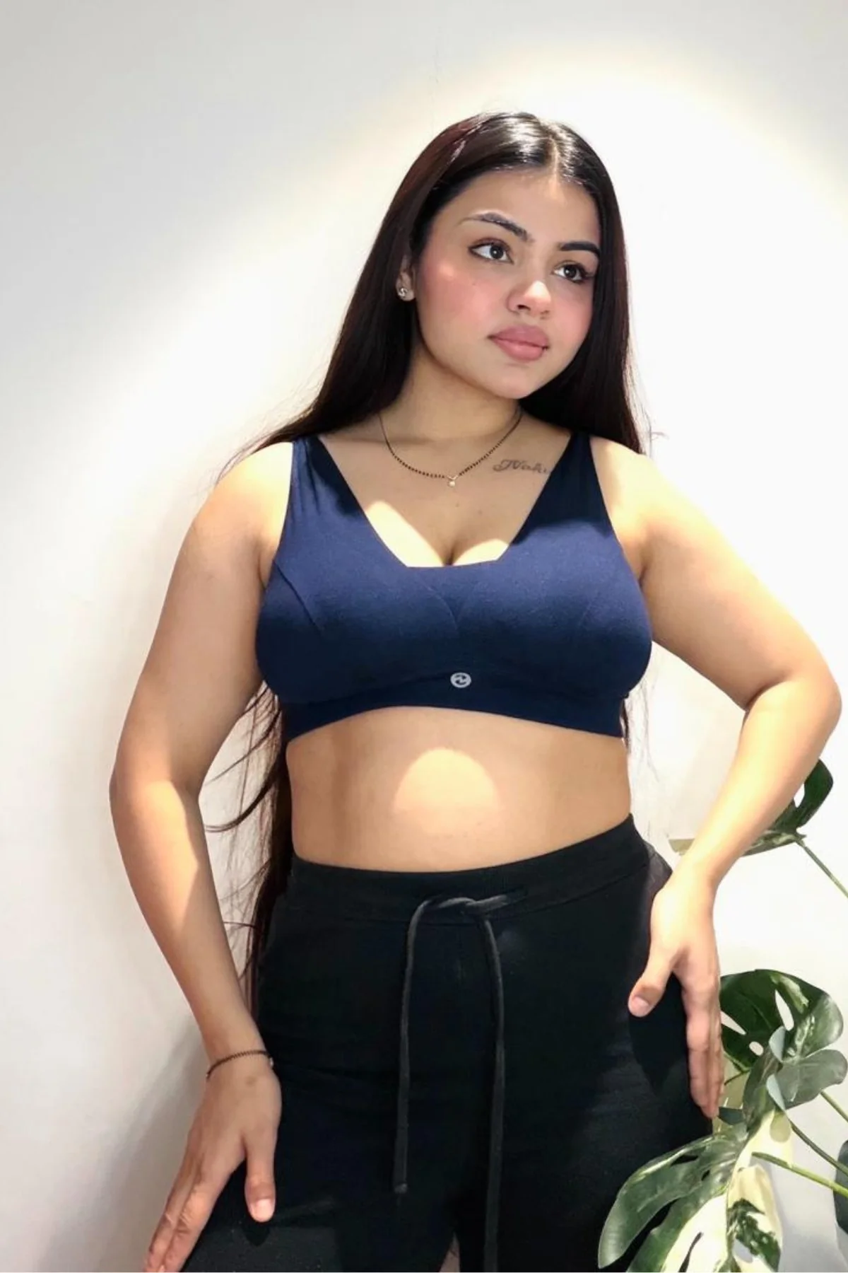 Fixed Padded Modal Maternity Feeding Bra with Support - Navy - Image 7