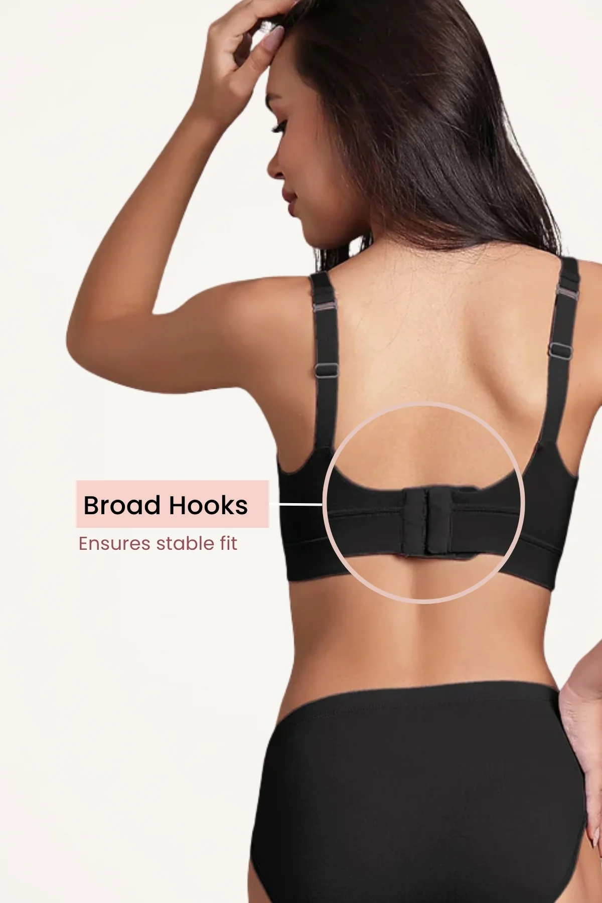 Fixed Padded Modal Maternity Feeding Bra with Support - Black - Image 3