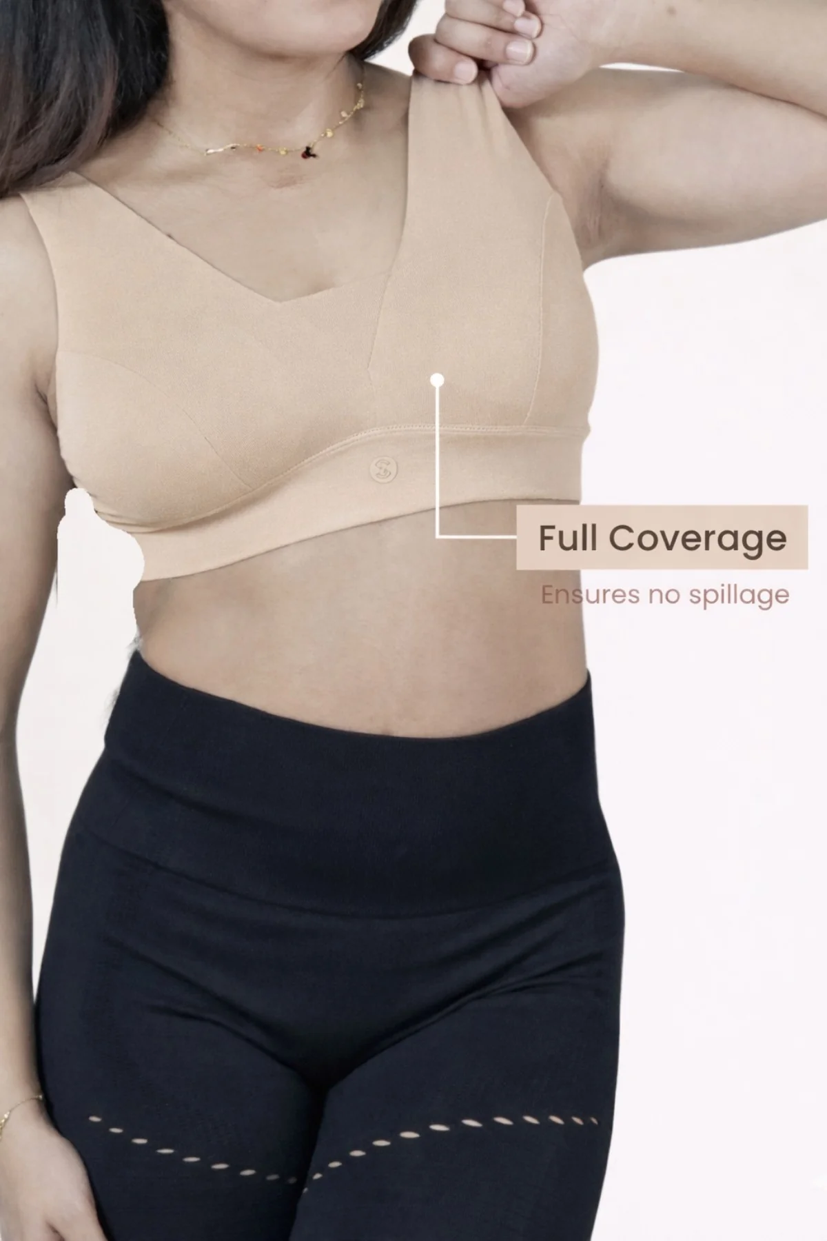Fixed Padded Modal Maternity Feeding Bra with Support Pack of 3 - (Light Skin, Coral & Black) - Image 4