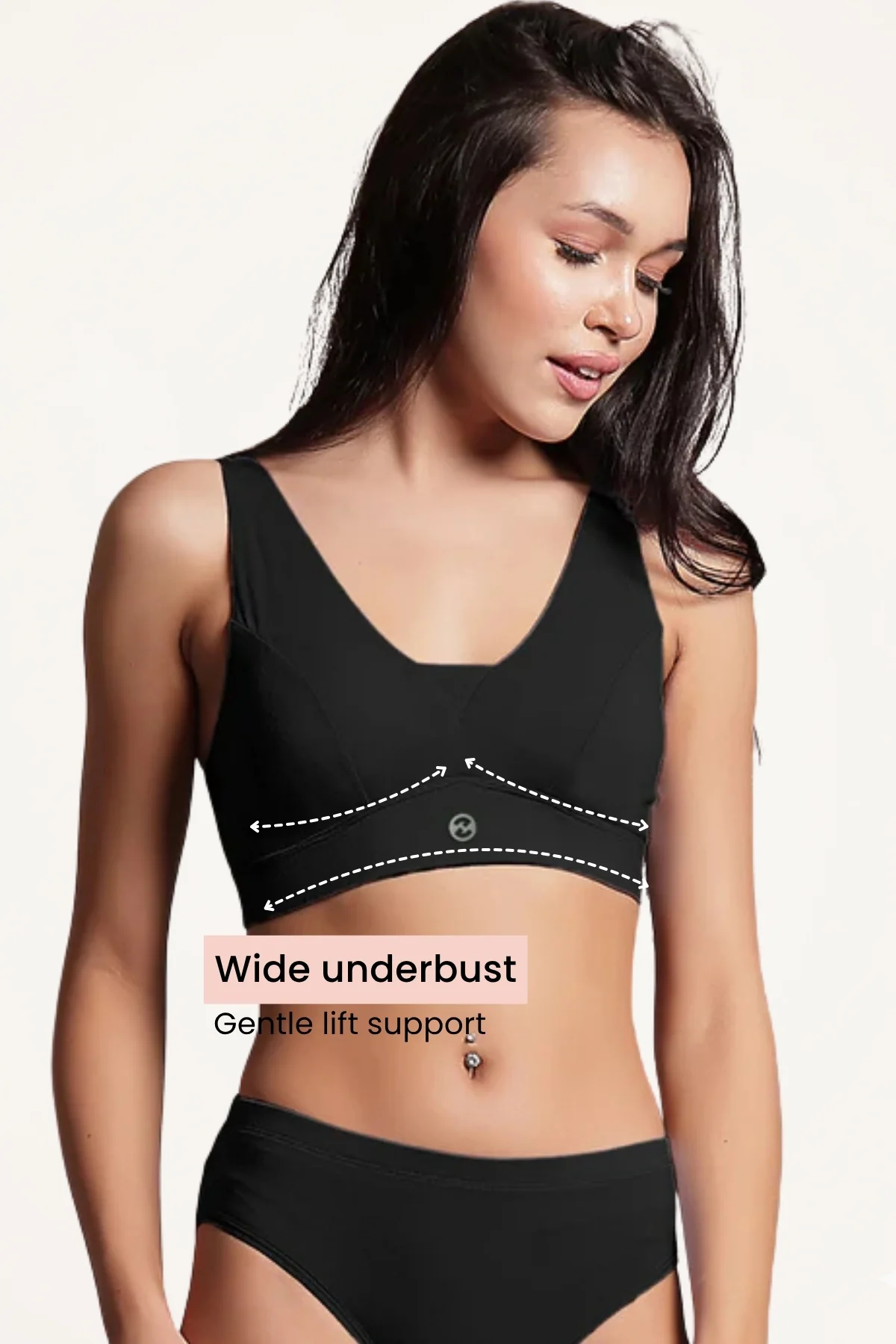 Fixed Padded Modal Maternity Feeding Bra with Support - Black - Image 4