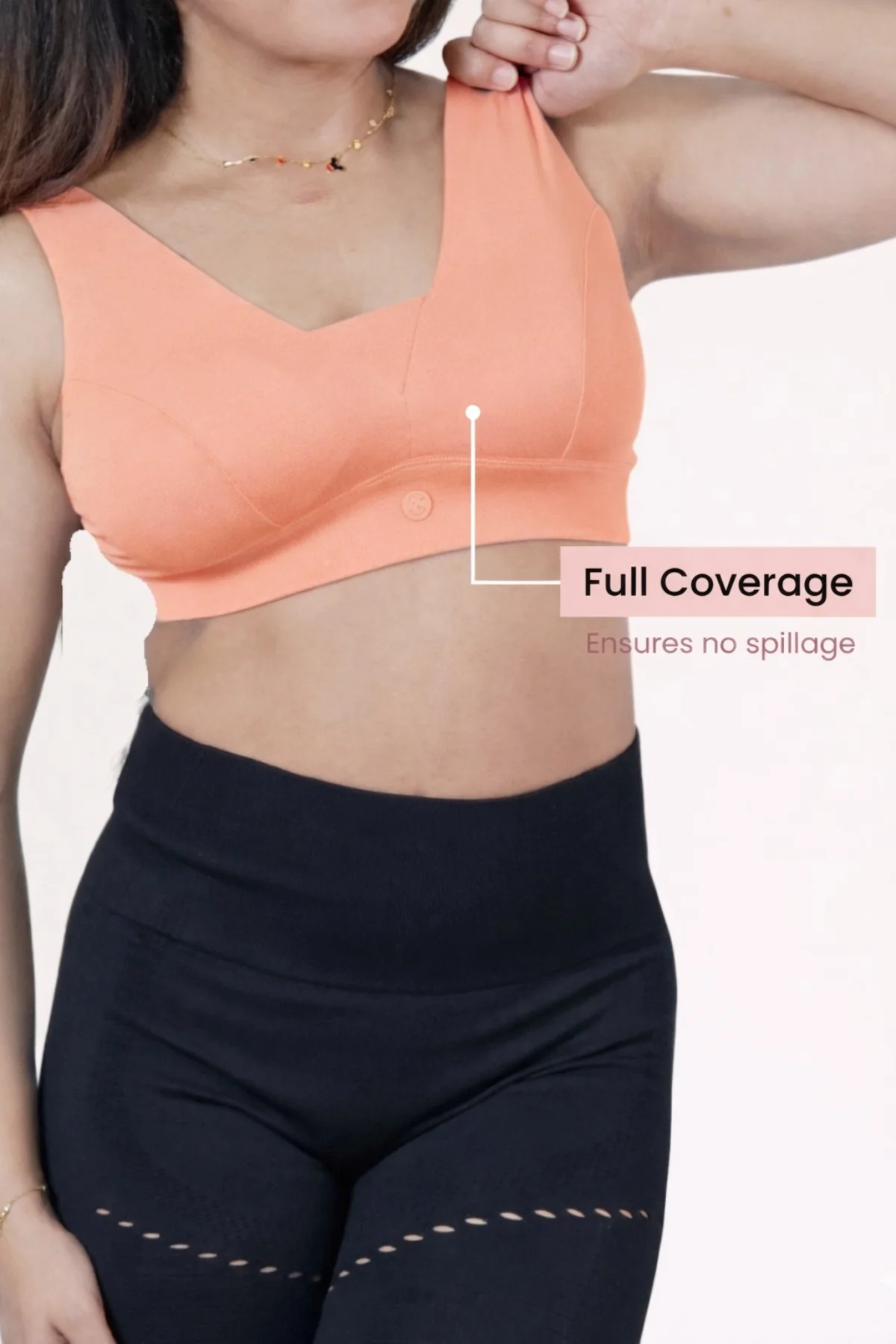 Fixed Padded Modal Maternity Feeding Bra with Support Pack of 3 - (Light Skin, Coral & Black) - Image 6