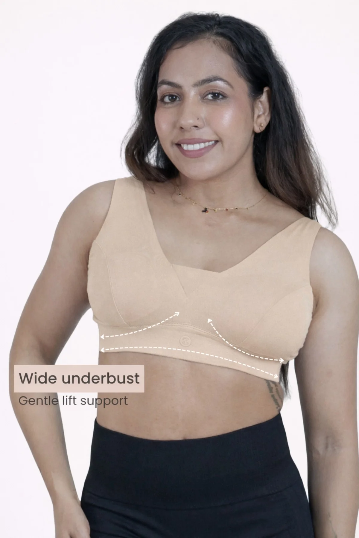 Fixed Padded Modal Maternity Feeding Bra with Support Pack of 3 - (Light Skin, Coral & Black) - Image 7