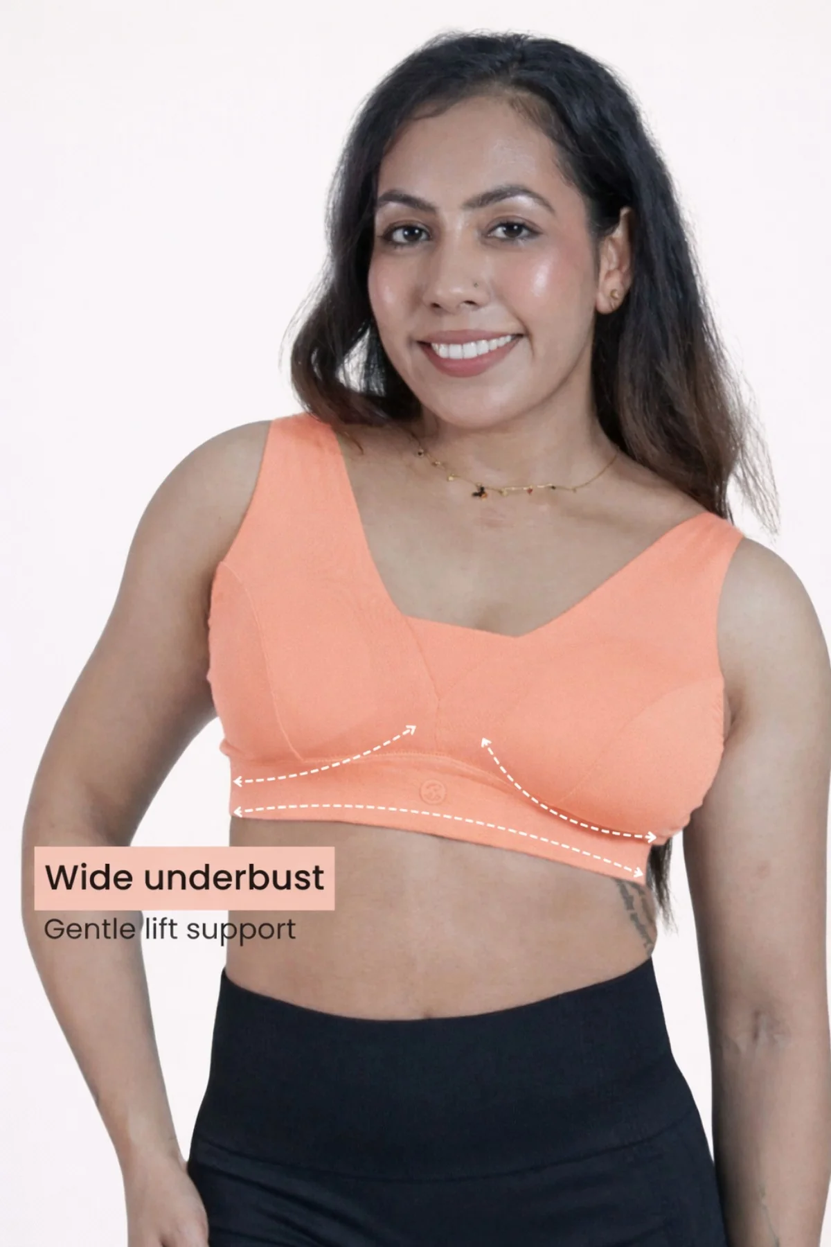 Fixed Padded Modal Maternity Feeding Bra with Support Pack of 3 - (Light Skin, Coral & Black) - Image 9