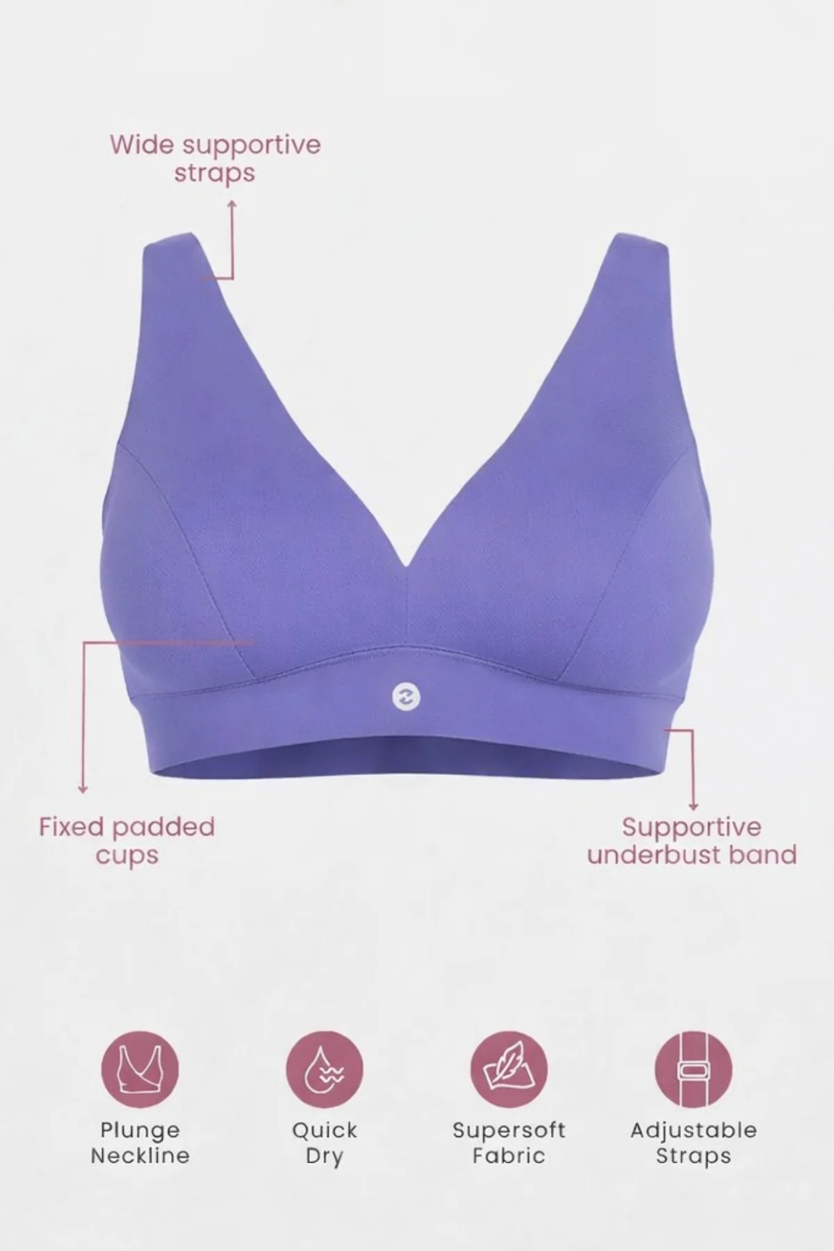 Fixed Padded Modal Maternity Feeding Bra with Support - Royal Blue - Image 2
