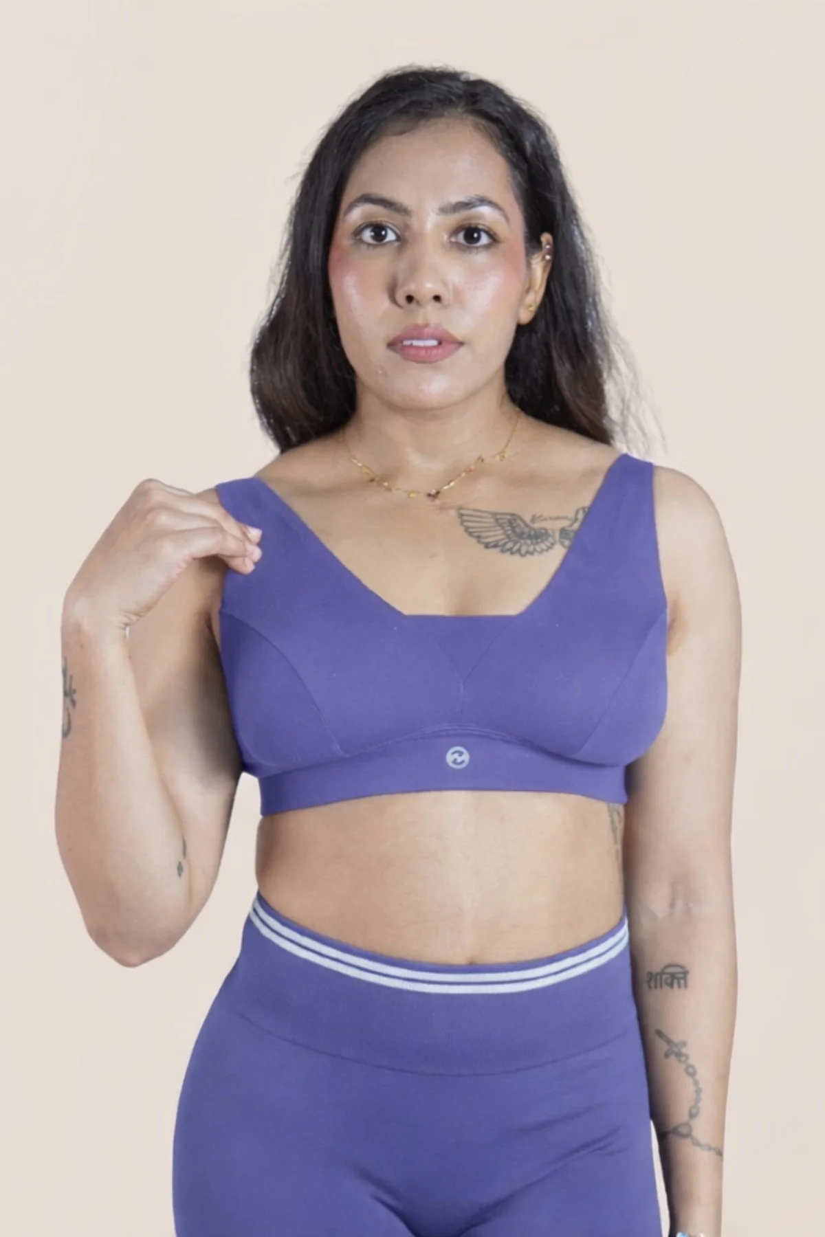Fixed Padded Modal Maternity Feeding Bra with Support - Royal Blue - Image 3